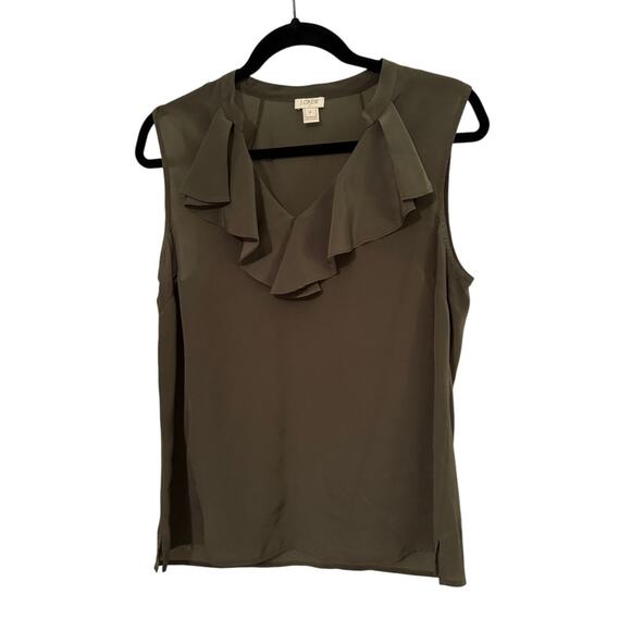 J.Crew Ruffle Green Blouse Tank - Size 10 - Picture 1 of 4
